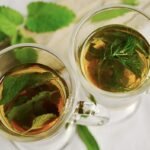 herbal tea, tea, herbs, cups, teacups, drinks, beverages, mint, sage, fennel flavor, healthy, medicinal herbs, peppermint, leaves, tea herbs, nature, herbal plant, glass